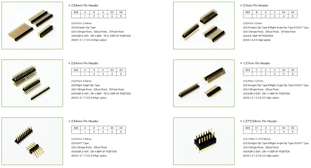 Customized Pin Female Connectors 2.0/2.54mm Female Double Row 180 Degrees