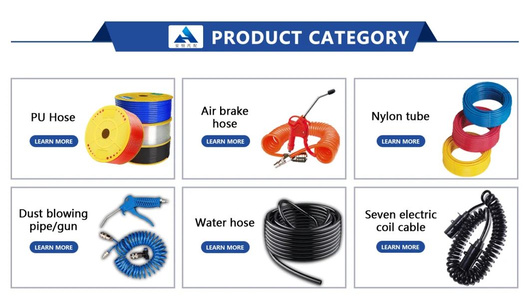 Blue Color Polyurethane Compressor Air Hose Assembled 1/4 NPT Thread Fittings and Spring Guards